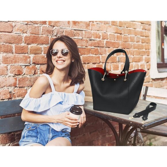 Luxurious Black Bucket Bag for Women - Vegan Leather, Ideal for Every Occasion - Picture 6 of 7